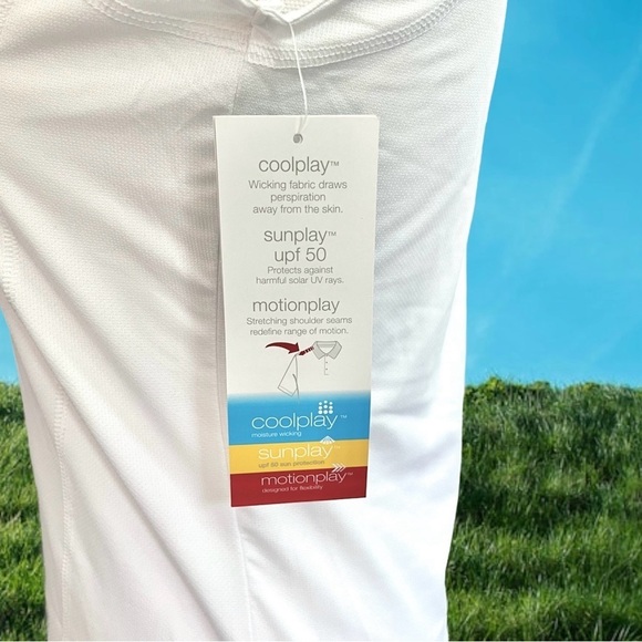 Pro Tour White Sleeveless Collared Shirt Wicking Sports Golf Tennis UPF 50 NWT - Picture 7 of 10
